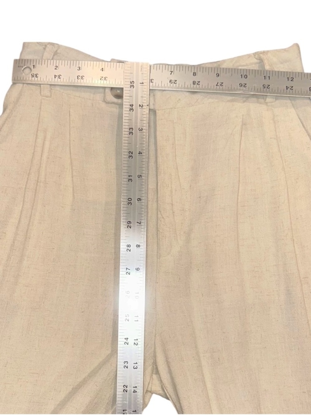 Stradivarius Linen Blend Pants Women’s Cream Wide-Leg Boho Beach Trousers Sz 4 - Picture 8 of 10